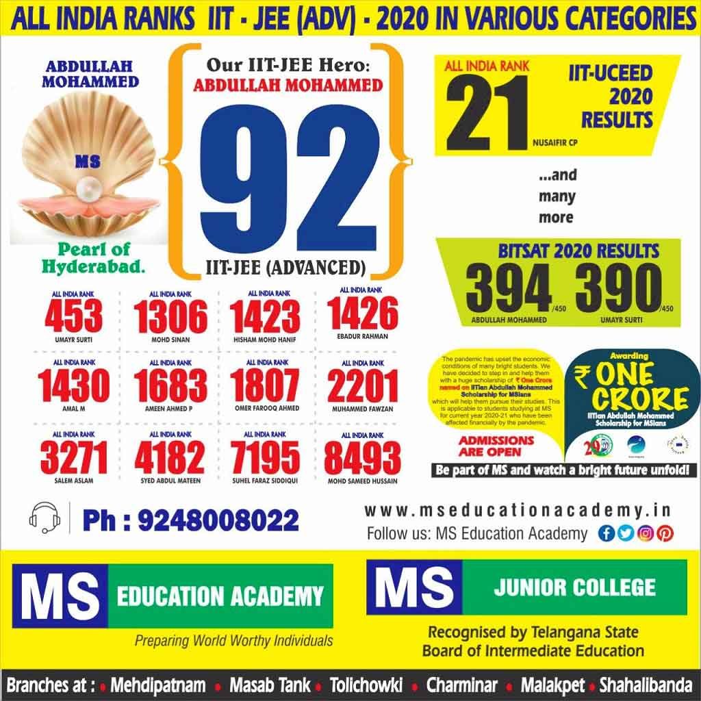 MS IIT-JEE ADV RANKERS