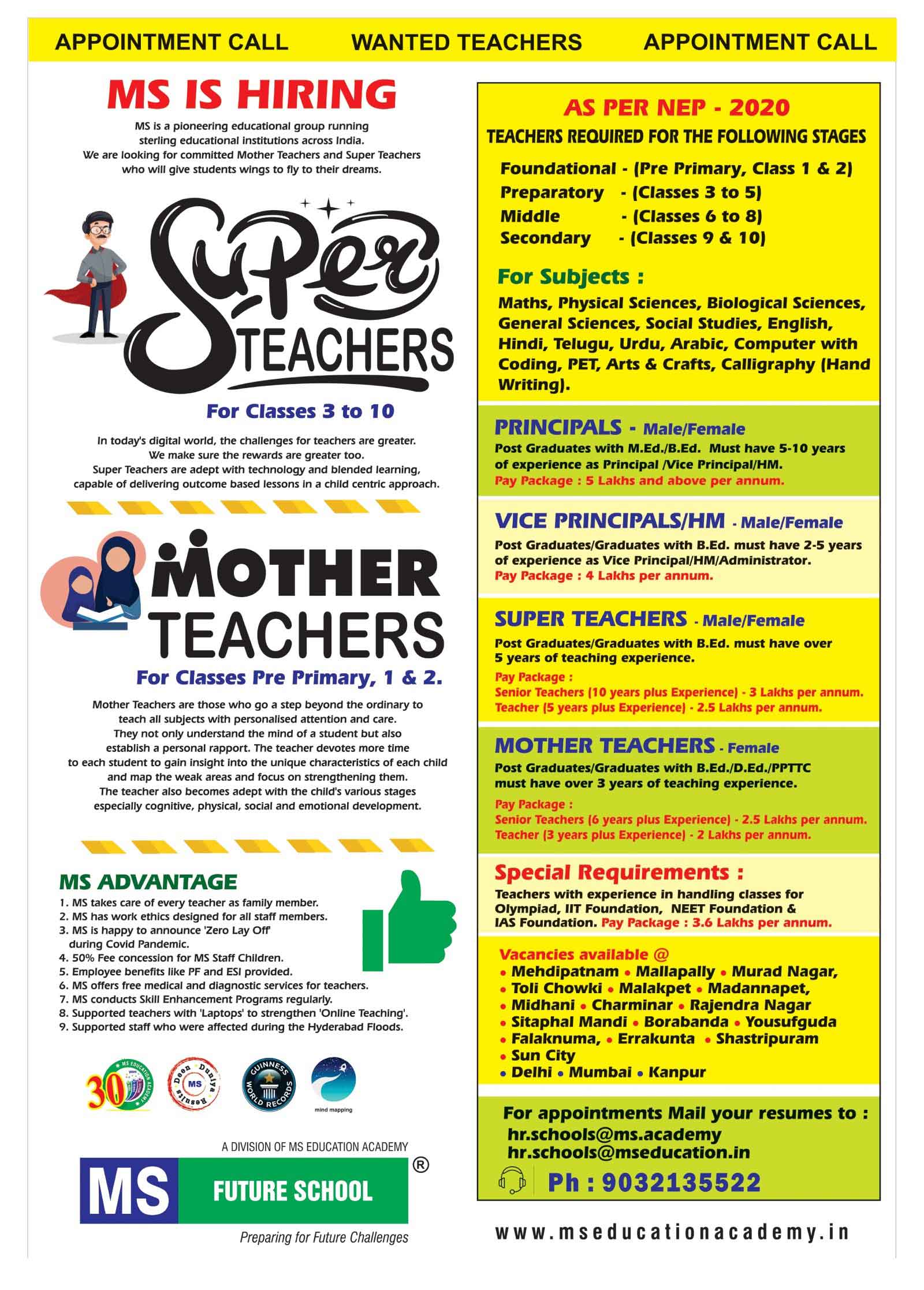 MS Hiring Teachers Ad